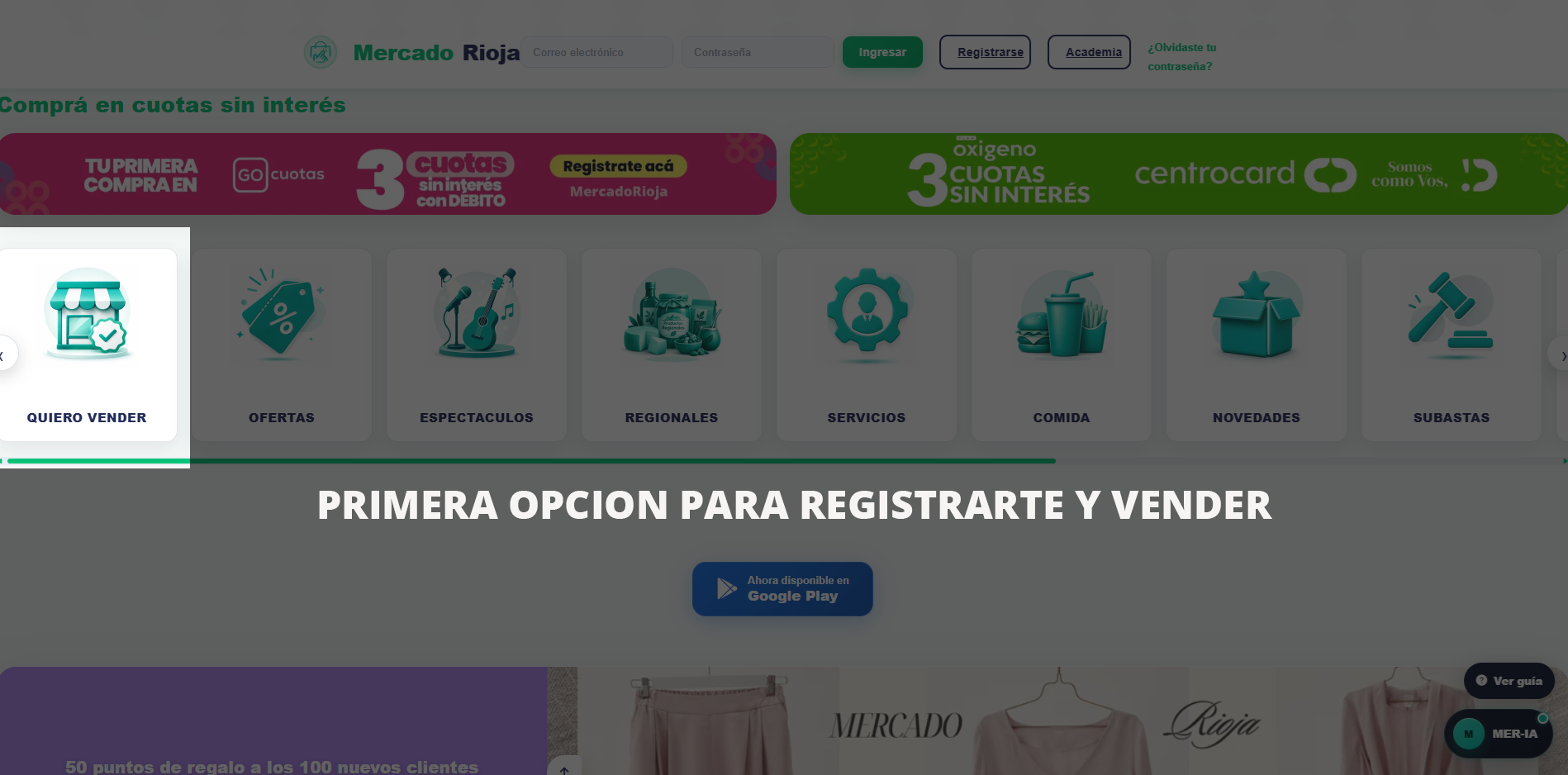 Primera opción para registrarse y vender en MercadoRioja